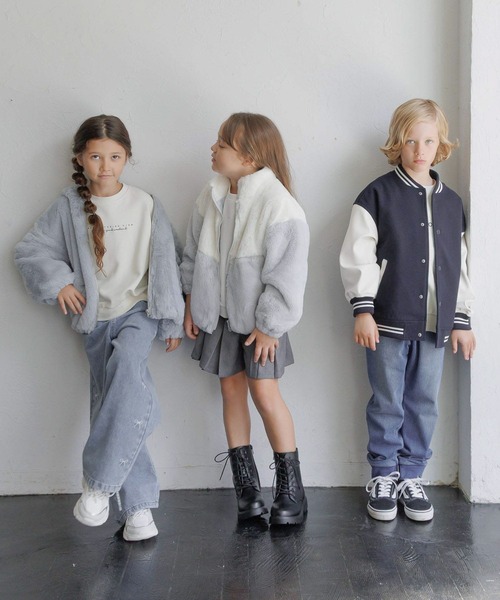 GLOBAL WORK（グローバルワーク）の「洗える防風スタジャン/452280（ブルゾン・キッズ・サックスブルー/ブラック/ネイビー/ベージュ・130cm/140cm/150cm/160cm）」の22枚目の写真