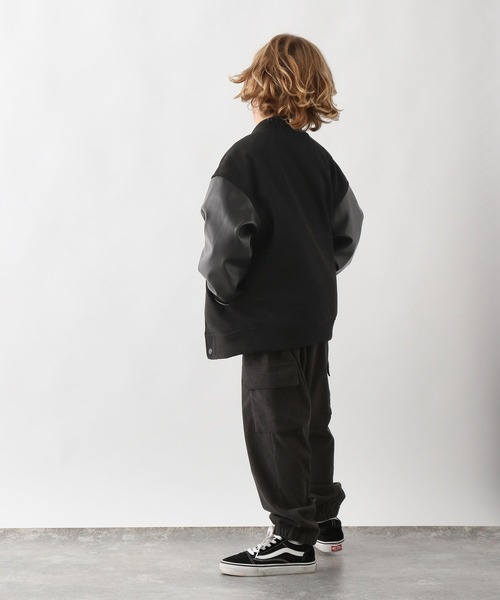 洗えるスタンドミドルブルゾン GLOBAL WORK ブラック M 洗えるスタンド