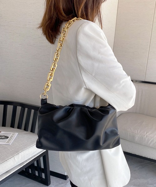 Jewelobe(ジュエローブ)の「トップギャザーチェーンショルダーバッグ(ショルダーバッグ・レディース・モカ/オレンジ/イエロー/パープル/サックスブルー/ブラック/ホワイト/レッド/グリーン・FREE)」の20枚目の写真