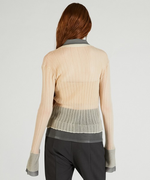 PRANK PROJECT（プランクプロジェクト）の「レイヤードシアーリブスリムニットシャツ / Layered Sheer Rib Slim Knit Shirt（ニット/セーター・レディース・アイボリー/ブラック/ピンク・FREE）」の10枚目の写真