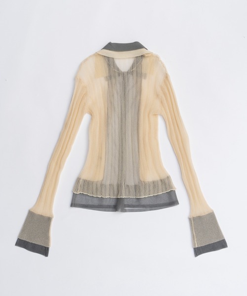 PRANK PROJECT（プランクプロジェクト）の「レイヤードシアーリブスリムニットシャツ / Layered Sheer Rib Slim Knit Shirt（ニット/セーター・レディース・アイボリー/ブラック/ピンク・FREE）」の22枚目の写真
