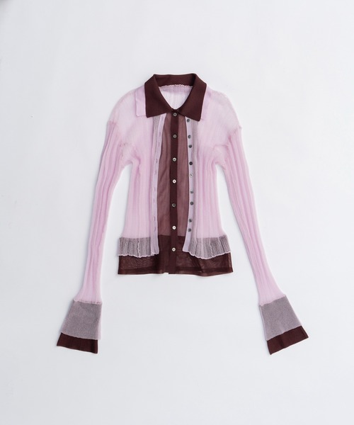 PRANK PROJECT（プランクプロジェクト）の「レイヤードシアーリブスリムニットシャツ / Layered Sheer Rib Slim Knit Shirt（ニット/セーター・レディース・アイボリー/ブラック/ピンク・FREE）」の20枚目の写真