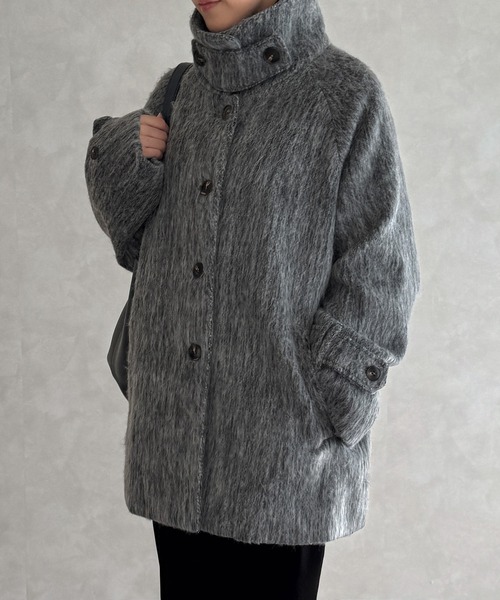 DIANTE シャギールーズコート 濃いグレー Big color shaggy jacket