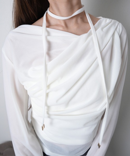 LIPSERVICE（リップサービス）の「ベロアドレープチョーカートップス（Tシャツ/カットソー・レディース・ホワイト/モカ/ブラック・FREE）」の6枚目の写真