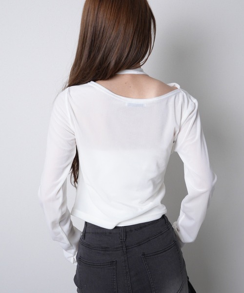 LIPSERVICE（リップサービス）の「ベロアドレープチョーカートップス（Tシャツ/カットソー・レディース・ホワイト/モカ/ブラック・FREE）」の10枚目の写真