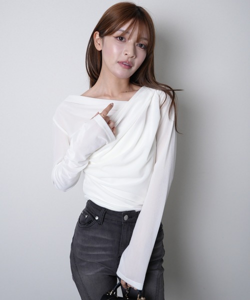 LIPSERVICE（リップサービス）の「ベロアドレープチョーカートップス（Tシャツ/カットソー・レディース・ホワイト/モカ/ブラック・FREE）」の12枚目の写真