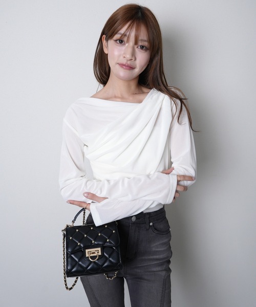 LIPSERVICE（リップサービス）の「ベロアドレープチョーカートップス（Tシャツ/カットソー・レディース・ホワイト/モカ/ブラック・FREE）」の13枚目の写真