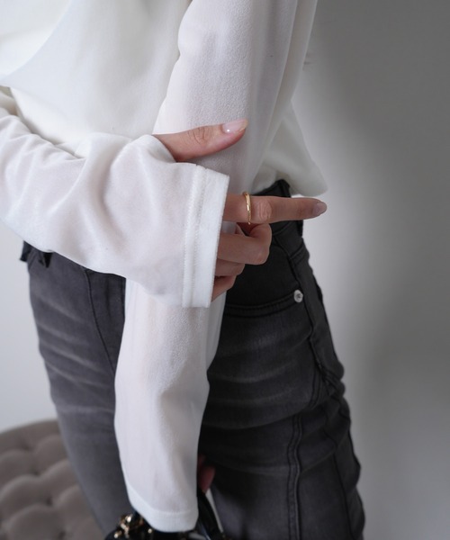 LIPSERVICE（リップサービス）の「ベロアドレープチョーカートップス（Tシャツ/カットソー・レディース・ホワイト/モカ/ブラック・FREE）」の14枚目の写真