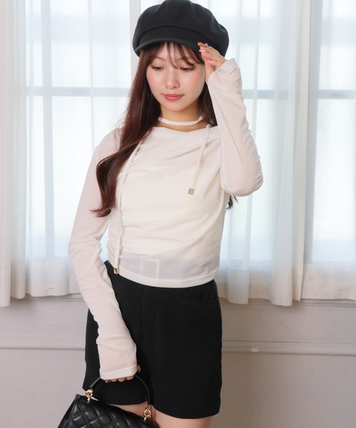 LIPSERVICE（リップサービス）の「ベロアドレープチョーカートップス（Tシャツ/カットソー・レディース・ホワイト/モカ/ブラック・FREE）」の15枚目の写真