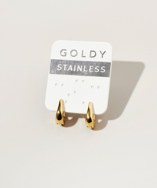 GOLDY(ゴールディ)の「【金属アレルギー軽減】スキニー フープ ワンタッチ ステンレス ピアス(ピアス(両耳用)・レディース・ゴールド/シルバー・FREE)」の8枚目の写真