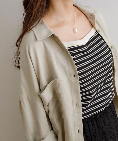 NOAHL（ノアル）の「【NOAHL】ボーダーカップ付きキャミソール（キャミソール・レディース・アイボリー/ブラック・FREE）」の2枚目の写真