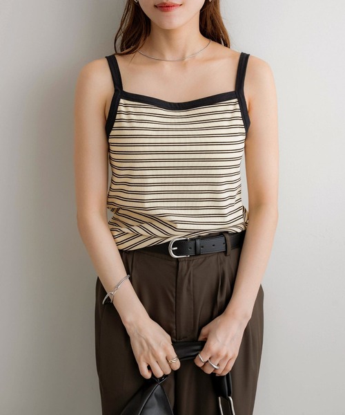 NOAHL（ノアル）の「【NOAHL】ボーダーカップ付きキャミソール（キャミソール・レディース・アイボリー/ブラック・FREE）」の7枚目の写真