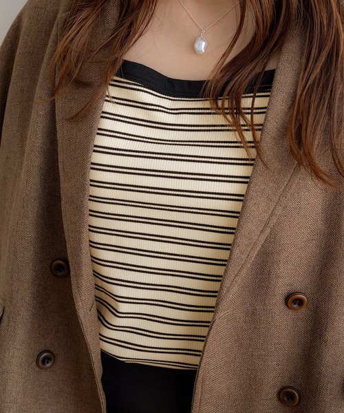 NOAHL（ノアル）の「【NOAHL】ボーダーカップ付きキャミソール（キャミソール・レディース・アイボリー/ブラック・FREE）」の9枚目の写真