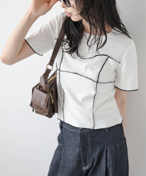 La-gemme(ラジェム)の「メロウステッチカットソー(Tシャツ/カットソー・レディース・グレー/ブラック/ホワイト・フリー)」の7枚目の写真