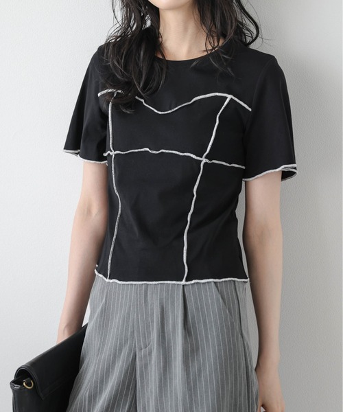 La-gemme(ラジェム)の「メロウステッチカットソー(Tシャツ/カットソー・レディース・グレー/ブラック/ホワイト・フリー)」の8枚目の写真