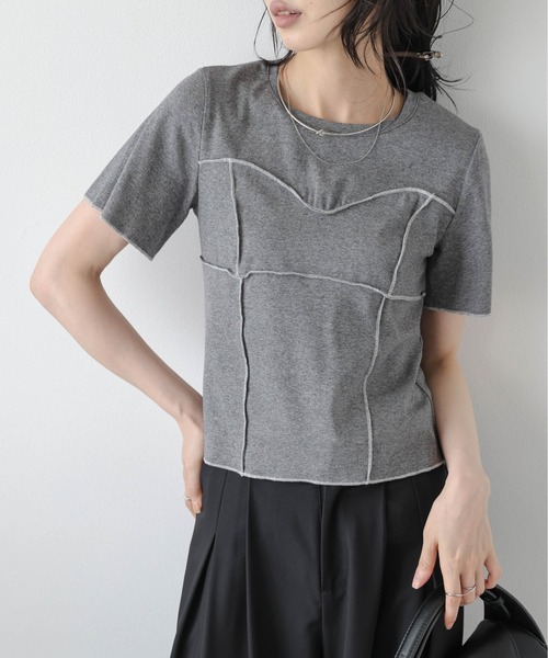 La-gemme(ラジェム)の「メロウステッチカットソー(Tシャツ/カットソー・レディース・グレー/ブラック/ホワイト・フリー)」の13枚目の写真