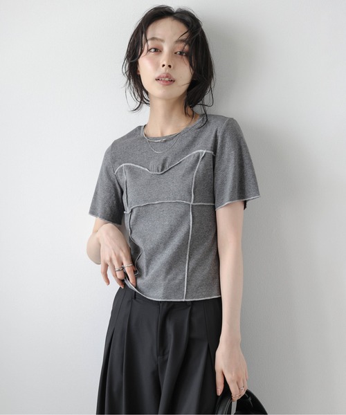 La-gemme(ラジェム)の「メロウステッチカットソー(Tシャツ/カットソー・レディース・グレー/ブラック/ホワイト・フリー)」の14枚目の写真