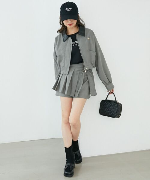 MAJESTIC LEGON（マジェスティックレゴン）の「襟付きショートブルゾン（ブルゾン・レディース・グレー/グレー系その他/ブラウン/ブラウン系その他2・MEDIUM）」の6枚目の写真