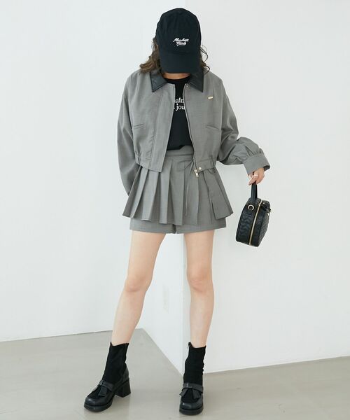 MAJESTIC LEGON（マジェスティックレゴン）の「襟付きショートブルゾン（ブルゾン・レディース・グレー/グレー系その他/ブラウン/ブラウン系その他2・MEDIUM）」の7枚目の写真