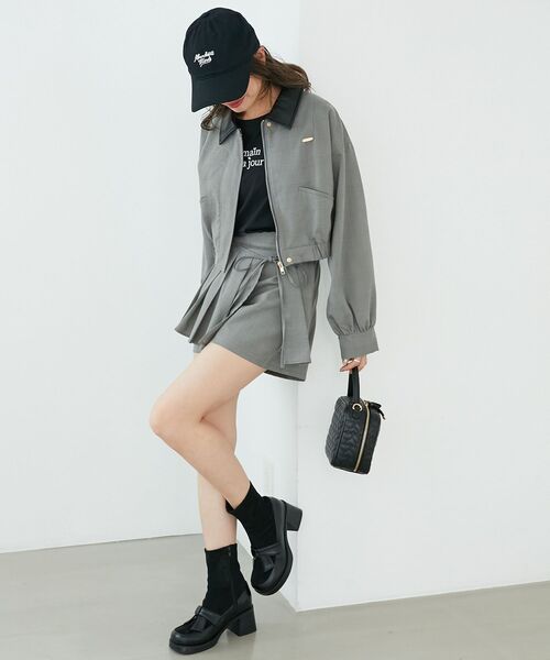 MAJESTIC LEGON（マジェスティックレゴン）の「襟付きショートブルゾン（ブルゾン・レディース・グレー/グレー系その他/ブラウン/ブラウン系その他2・MEDIUM）」の8枚目の写真