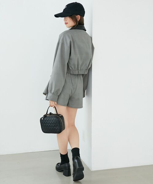 MAJESTIC LEGON（マジェスティックレゴン）の「襟付きショートブルゾン（ブルゾン・レディース・グレー/グレー系その他/ブラウン/ブラウン系その他2・MEDIUM）」の9枚目の写真