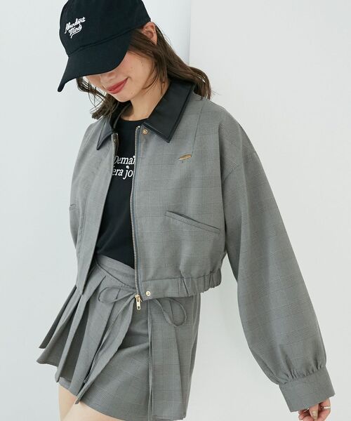 MAJESTIC LEGON（マジェスティックレゴン）の「襟付きショートブルゾン（ブルゾン・レディース・グレー/グレー系その他/ブラウン/ブラウン系その他2・MEDIUM）」の11枚目の写真