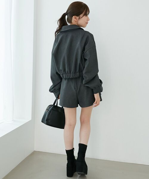 MAJESTIC LEGON（マジェスティックレゴン）の「襟付きショートブルゾン（ブルゾン・レディース・グレー/グレー系その他/ブラウン/ブラウン系その他2・MEDIUM）」の16枚目の写真