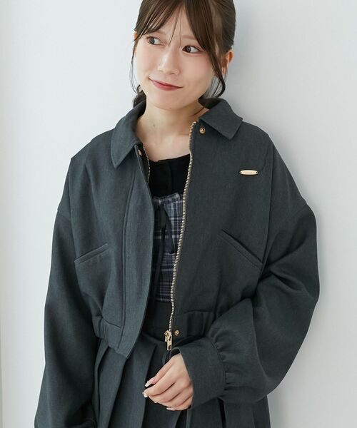 MAJESTIC LEGON（マジェスティックレゴン）の「襟付きショートブルゾン（ブルゾン・レディース・グレー/グレー系その他/ブラウン/ブラウン系その他2・MEDIUM）」の17枚目の写真