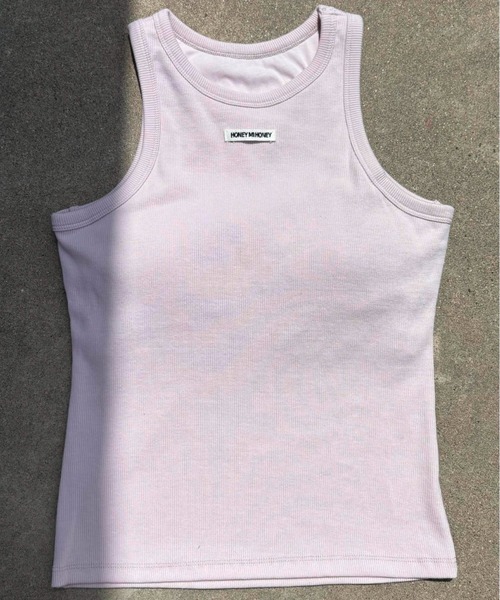HONEY MI HONEY（ハニーミーハニー）の「logo name in cup tank top（タンクトップ・レディース・ブラック/ホワイト/チャコールグレー/ピンク/アイボリー/サックスブルー・FREE）」の6枚目の写真