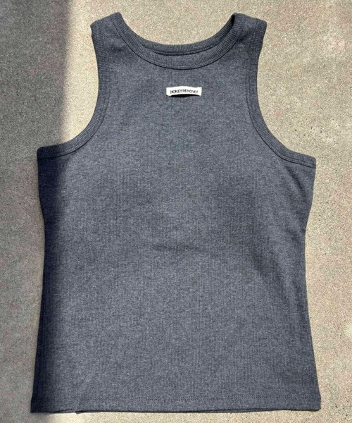 HONEY MI HONEY（ハニーミーハニー）の「logo name in cup tank top（タンクトップ・レディース・ブラック/ホワイト/チャコールグレー/ピンク/アイボリー/サックスブルー・FREE）」の4枚目の写真