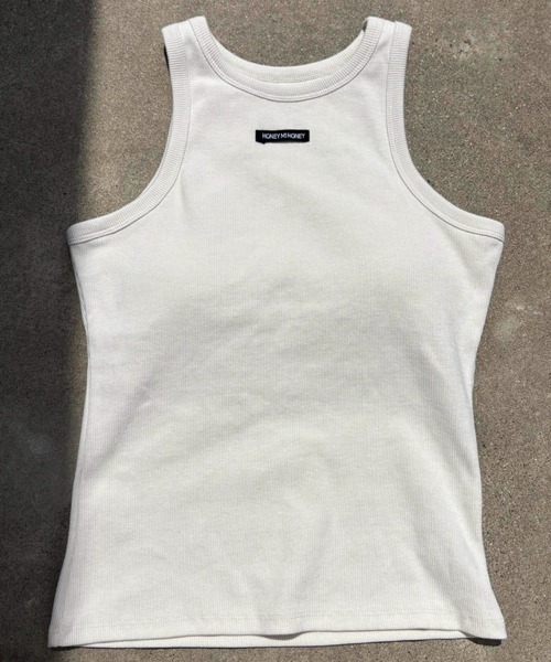 HONEY MI HONEY（ハニーミーハニー）の「logo name in cup tank top（タンクトップ・レディース・ブラック/ホワイト/チャコールグレー/ピンク/アイボリー/サックスブルー・FREE）」の3枚目の写真