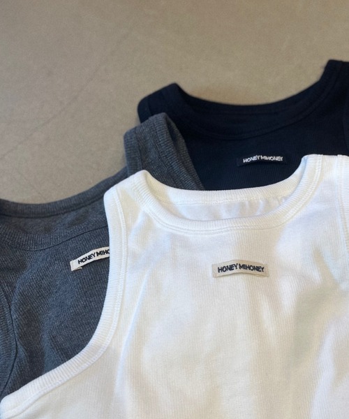 HONEY MI HONEY（ハニーミーハニー）の「logo name in cup tank top（タンクトップ・レディース・ブラック/ホワイト・FREE）」の7枚目の写真