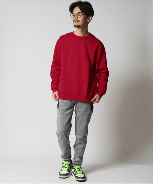 ARCADE（アーケード）の「裏起毛 無地 スウェット トレーナー（スウェット・メンズ・ワイン/カーキ/グレイッシュベージュ/ブラック/ダークブルー/ネイビー/チャコール/杢グレー・LL/L/M）」の14枚目の写真