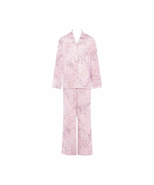 AMOSTYLE BY Triumph(アモスタイルバイトリンプ)の「前開きジャージーパジャマ AMSTNW05 Top + BTM76-N JX(ルームウェア/パジャマ・レディース・グリーン/ピンク・M/L/LL)」の5枚目の写真