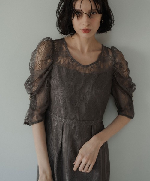 セール】River lace scallop dress（ドレス）｜LE'RURE（リルアー）の
