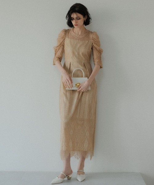リルアー　ノースリーブスカラップワンピース　オケージョンドレス セール】River lace scallop dress（ドレス）｜LE'RURE