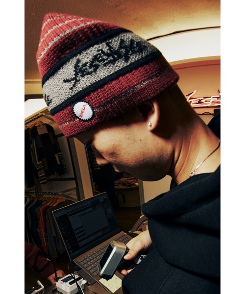 Tenga x Y.E.S Stripe Knit Beanie Red（ニットキャップ