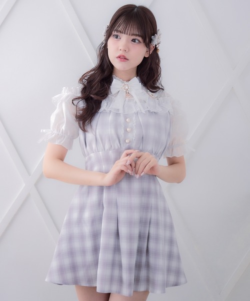 ROJITA（ロジータ）の「肩ベルトデザインドッキングワンピース（ワンピース・レディース・グレー/ブラック/ピンク・FREE）」の4枚目の写真