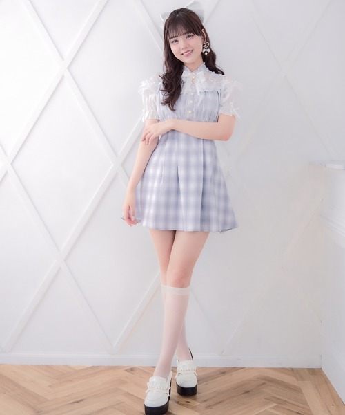 ROJITA（ロジータ）の「肩ベルトデザインドッキングワンピース（ワンピース・レディース・グレー/ブラック/ピンク・FREE）」の7枚目の写真