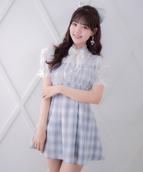 ✨定番人気♡リボンベルト✨ブルーレーベル　ドッキングワンピース チェック　ベルト 極美品 ブルーレーベル デニム ワンピース 赤チェック ベルト