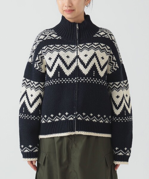 B:MING by BEAMS（ビーミングバイビームス）の「柄 ニット ブルゾン（ニット/セーター・レディース・ホワイト系その他5/ネイビー・ONE SIZE）」の15枚目の写真