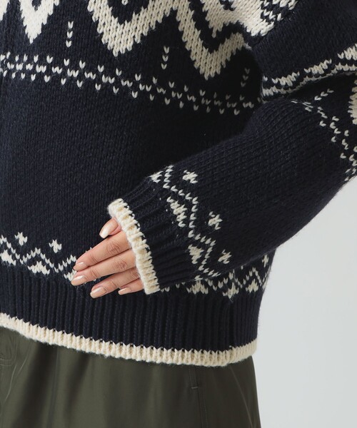 B:MING by BEAMS（ビーミングバイビームス）の「柄 ニット ブルゾン（ニット/セーター・レディース・ホワイト系その他5/ネイビー・ONE SIZE）」の19枚目の写真