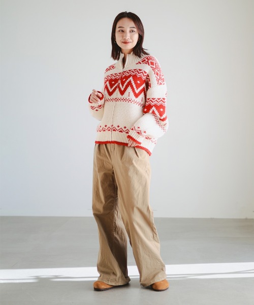 B:MING by BEAMS（ビーミングバイビームス）の「柄 ニット ブルゾン（ニット/セーター・レディース・ホワイト系その他5/ネイビー・ONE SIZE）」の7枚目の写真