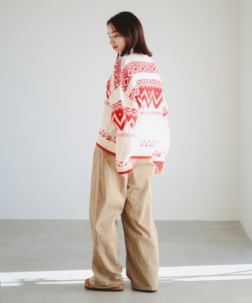 B:MING by BEAMS（ビーミングバイビームス）の「柄 ニット ブルゾン（ニット/セーター・レディース・ホワイト系その他5/ネイビー・ONE SIZE）」の8枚目の写真