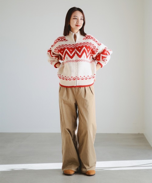 B:MING by BEAMS（ビーミングバイビームス）の「柄 ニット ブルゾン（ニット/セーター・レディース・ホワイト系その他5/ネイビー・ONE SIZE）」の9枚目の写真