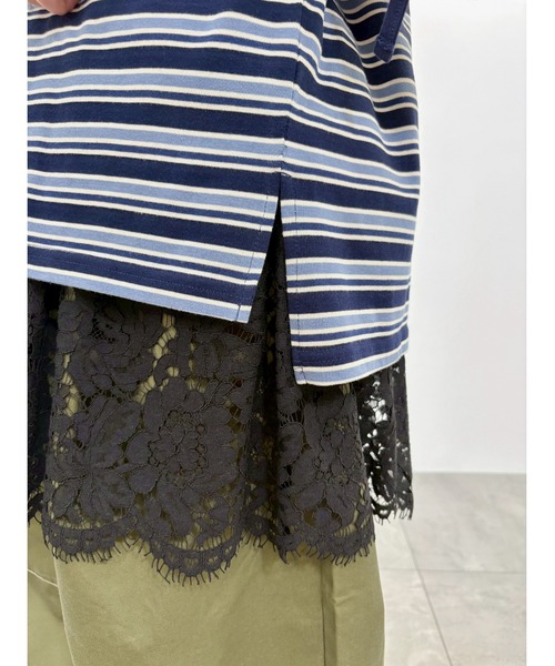 SM2（エスエムツー）の「【接触冷感】裾レースノースリーブカットソー（Tシャツ/カットソー・レディース・ブラック/オフホワイト・F）」の3枚目の写真