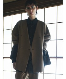 CIS.（シス）の「CIS. リボンカフジャケット ダブルブレスト ウォッシャブル ストレッチ ダブルクロス 無地（テーラードジャケット）」