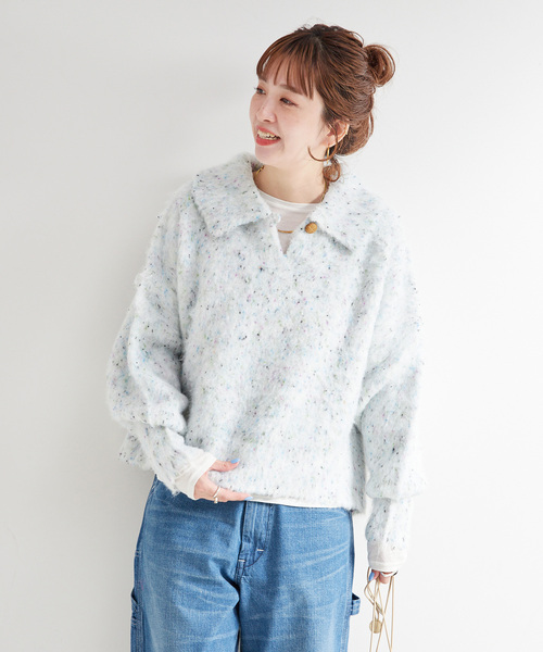 B.C STOCK(ベーセーストック)の「モコポコワイドニット(ニット/セーター・レディース・スカイブルー/ブラウン/イエロー・FREE)」の15枚目の写真