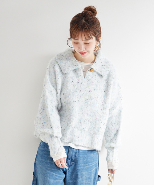 B.C STOCK(ベーセーストック)の「モコポコワイドニット(ニット/セーター・レディース・スカイブルー/ブラウン/イエロー・FREE)」の16枚目の写真