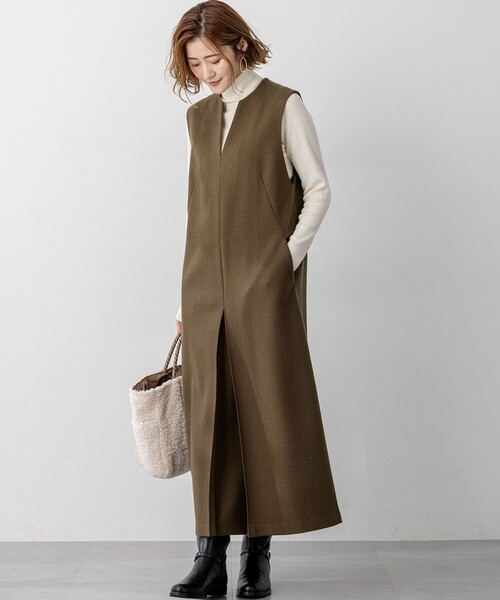 23区 ウールミルドジャージー ボックスタック ジャンパースカート セール】ウールミルドジャージー ボックスタック ジャンパースカート